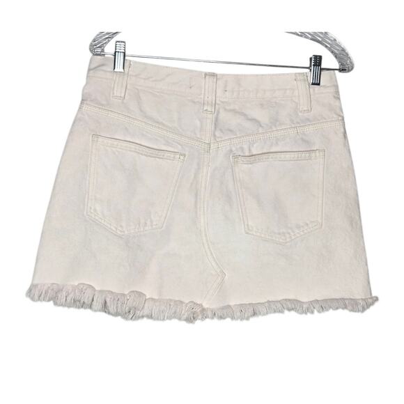 Free People We the Free White Sidecar Cutoff Denim Mini Skirt NEW Women's 28 - Picture 3 of 12